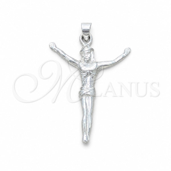 Dije Religioso 05.392.0086 Plata Rodinada, Diseño de Cruz, Pulido, Tono Plateado