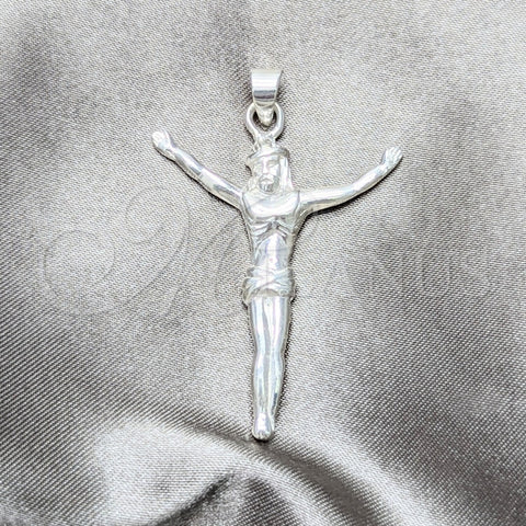 Dije Religioso 05.392.0086 Plata Rodinada, Diseño de Cruz, Pulido, Tono Plateado