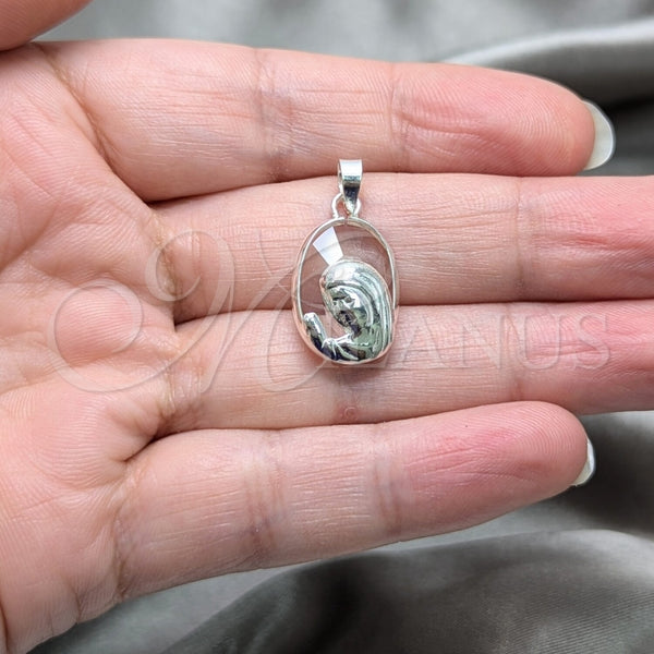 Dije Religioso 05.392.0087 Plata Rodinada, Diseño de Guadalupe, Pulido, Tono Plateado