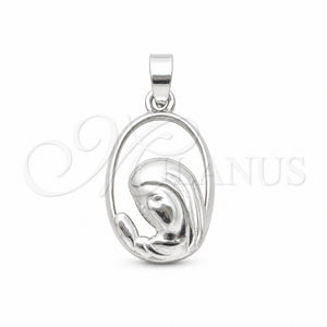 Dije Religioso 05.392.0087 Plata Rodinada, Diseño de Guadalupe, Pulido, Tono Plateado