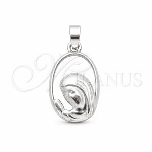 Dije Religioso 05.392.0087 Plata Rodinada, Diseño de Guadalupe, Pulido, Tono Plateado