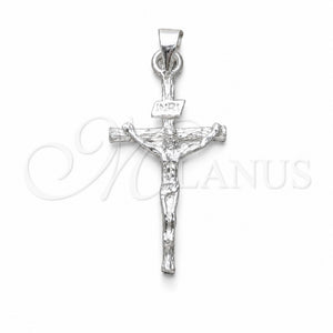 Dije Religioso 05.392.0088 Plata Rodinada, Diseño de Cruz, Pulido, Tono Plateado