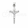 Dije Religioso 05.392.0088 Plata Rodinada, Diseño de Cruz, Pulido, Tono Plateado