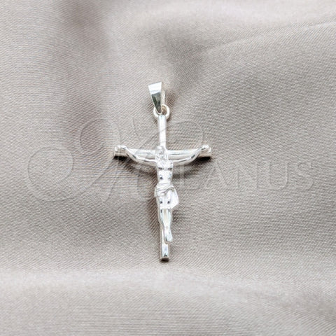 Dije Religioso 05.395.0003 Plata Rodinada, Diseño de Cruz, Pulido, Plateado