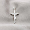 Dije Religioso 05.395.0003 Plata Rodinada, Diseño de Cruz, Pulido, Tono Plateado