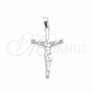 Dije Religioso 05.395.0003 Plata Rodinada, Diseño de Cruz, Pulido, Tono Plateado