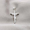 Dije Religioso 05.395.0003 Plata Rodinada, Diseño de Cruz, Pulido, Tono Plateado