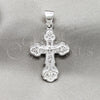 Dije Religioso 05.395.0004 Plata Rodinada, Diseño de Crucifijo, Pulido, Tono Plateado