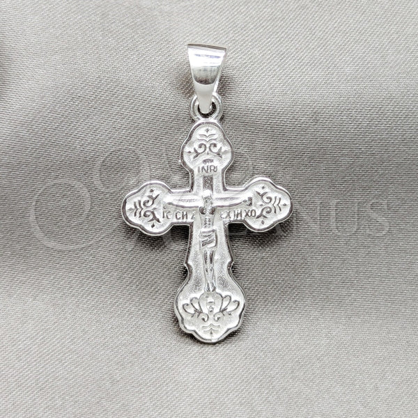 Dije Religioso 05.395.0004 Plata Rodinada, Diseño de Crucifijo, Pulido, Tono Plateado