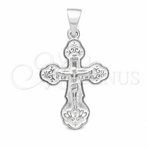 Dije Religioso 05.395.0004 Plata Rodinada, Diseño de Crucifijo, Pulido, Tono Plateado