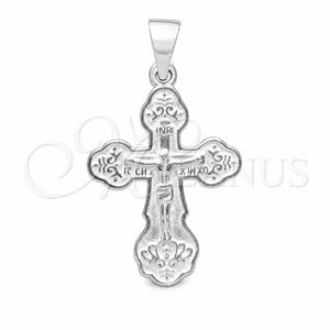 Dije Religioso 05.395.0004 Plata Rodinada, Diseño de Crucifijo, Pulido, Tono Plateado