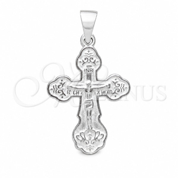 Dije Religioso 05.395.0004 Plata Rodinada, Diseño de Crucifijo, Pulido, Tono Plateado