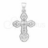 Dije Religioso 05.395.0004 Plata Rodinada, Diseño de Crucifijo, Pulido, Tono Plateado
