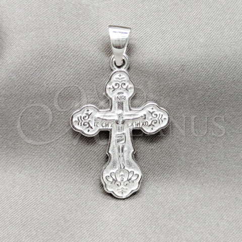 Dije Religioso 05.395.0004 Plata Rodinada, Diseño de Crucifijo, Pulido, Tono Plateado
