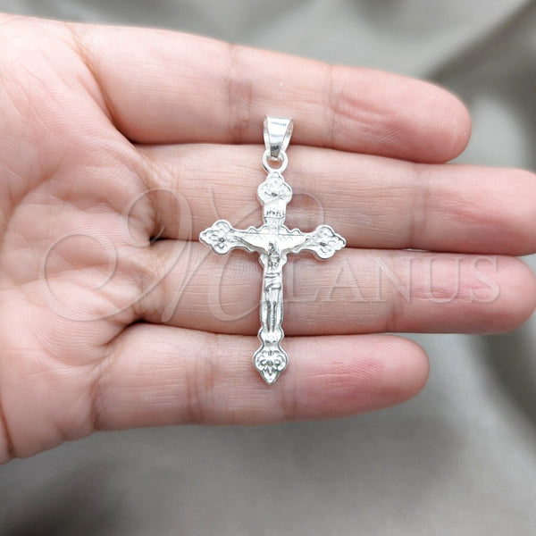 Dije Religioso 05.395.0005 Plata Rodinada, Diseño de Crucifijo, Pulido, Tono Plateado