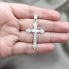 Dije Religioso 05.395.0005 Plata Rodinada, Diseño de Crucifijo, Pulido, Tono Plateado