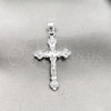 Dije Religioso 05.395.0005 Plata Rodinada, Diseño de Crucifijo, Pulido, Tono Plateado