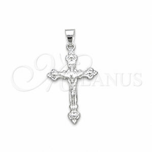 Dije Religioso 05.395.0005 Plata Rodinada, Diseño de Crucifijo, Pulido, Tono Plateado