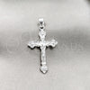 Dije Religioso 05.395.0005 Plata Rodinada, Diseño de Crucifijo, Pulido, Tono Plateado