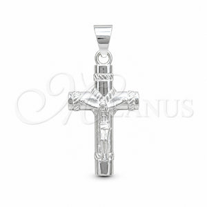 Dije Religioso 05.395.0006 Plata Rodinada, Diseño de Crucifijo, Pulido, Tono Plateado