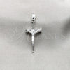 Dije Religioso 05.395.0007 Plata Rodinada, Diseño de Crucifijo, Pulido, Tono Plateado