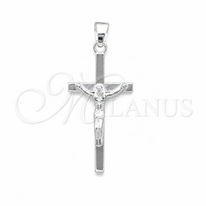 Dije Religioso 05.395.0007 Plata Rodinada, Diseño de Crucifijo, Pulido, Tono Plateado
