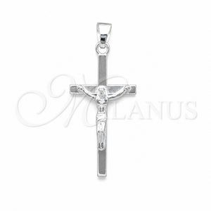 Dije Religioso 05.395.0007 Plata Rodinada, Diseño de Crucifijo, Pulido, Tono Plateado