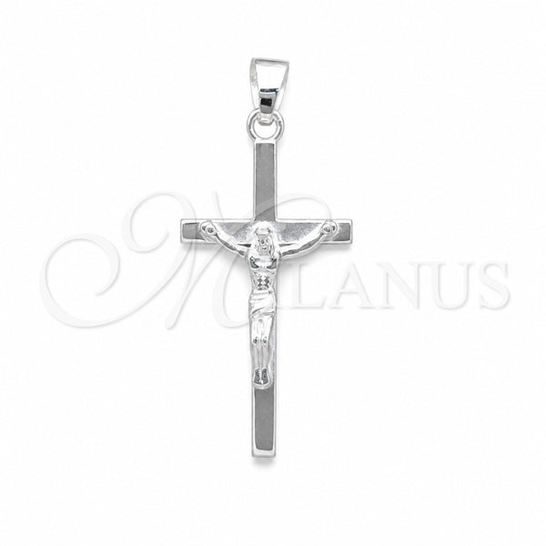 Dije Religioso 05.395.0007 Plata Rodinada, Diseño de Crucifijo, Pulido, Tono Plateado