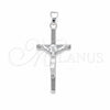 Dije Religioso 05.395.0007 Plata Rodinada, Diseño de Crucifijo, Pulido, Tono Plateado