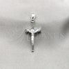Dije Religioso 05.395.0007 Plata Rodinada, Diseño de Crucifijo, Pulido, Tono Plateado
