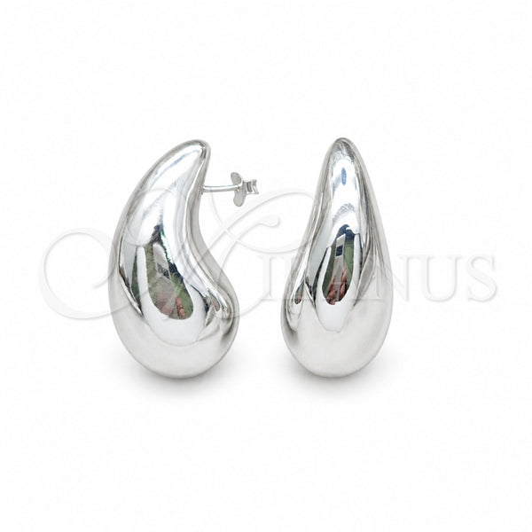Arete Dormilona 02.395.0046 Plata Rodinada, Diseño de Gota, Pulido, Tono Plateado