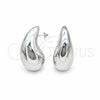 Arete Dormilona 02.395.0046 Plata Rodinada, Diseño de Gota, Pulido, Tono Plateado
