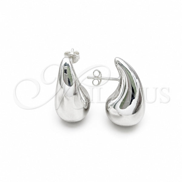 Arete Dormilona 02.395.0047 Plata Rodinada, Diseño de Gota, Pulido, Tono Plateado