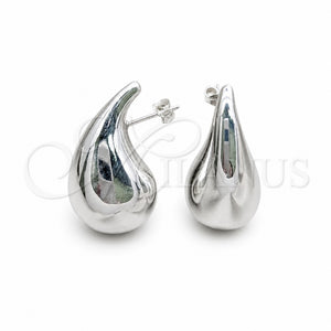 Arete Dormilona 02.395.0048 Plata Rodinada, Diseño de Gota, Pulido, Tono Plateado