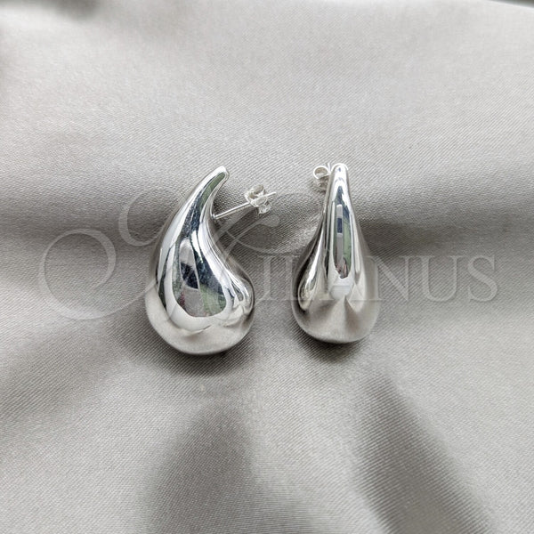 Arete Dormilona 02.395.0048 Plata Rodinada, Diseño de Gota, Pulido, Tono Plateado