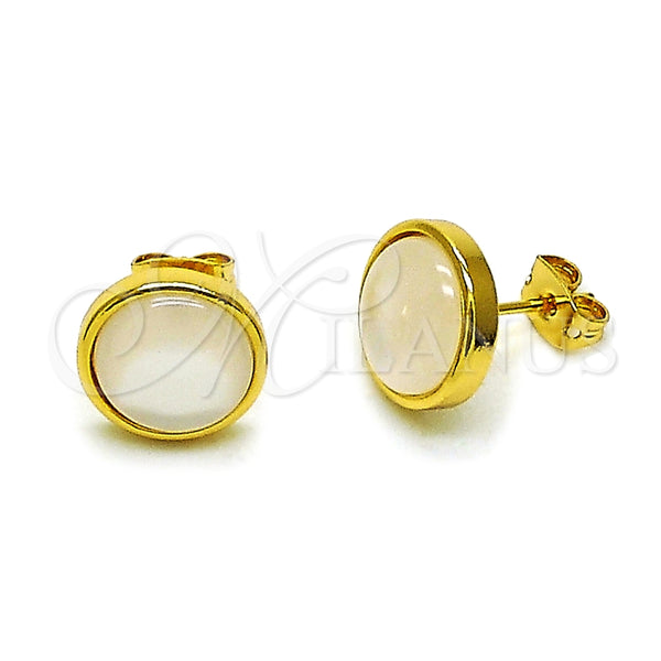 Arete Dormilona 02.342.0357 Oro Laminado, con Opal Marfil, Pulido, Tono Dorado