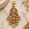 Dije Religioso 05.179.0067 Oro Laminado, Diseño de Mano de Dios y Judaica, Pulido, Tono Dorado