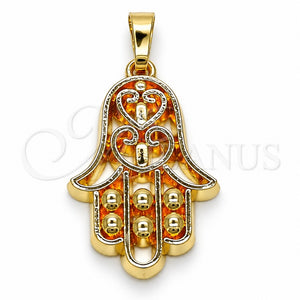 Dije Religioso 05.179.0067 Oro Laminado, Diseño de Mano de Dios y Judaica, Pulido, Tono Dorado