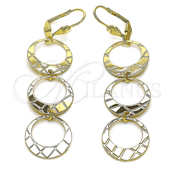 Arete Largo 5.085.013.1 Oro Laminado, Diseño de Luna, Pulido, Tono Dorado