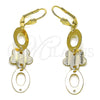 Arete Largo 5.102.006.1 Oro Laminado, Diseño de Flor, Diamantado, Tono Dorado
