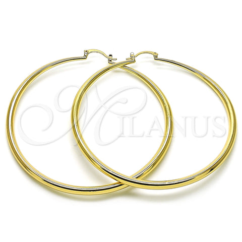 Argolla Extra Grande 02.63.2762.80 Oro Laminado, Diseño de Hueco, Pulido, Tono Dorado