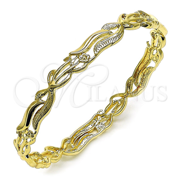 Aro Individual 5.231.005.1.05 Oro Laminado, Diseño de Flor y Oja, Pulido, Tono Dorado (08 MM Thickness, Size 5 (2.50 Diameter))