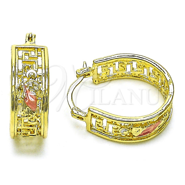 Argolla Pequeña 02.411.0069.20 Oro Laminado, Diseño de San Judas y Llave Griega, Pulido, Tres Tonos