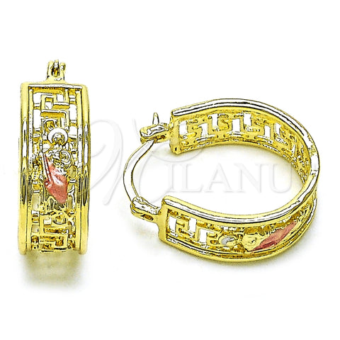 Argolla Pequeña 02.411.0069.20 Oro Laminado, Diseño de San Judas y Llave Griega, Pulido, Tres Tonos