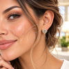 Arete Dormilona 02.283.0151 Oro Laminado, Diseño de Trébol de Cuatro Hojas y Cluster, con Zirconia Cubica Blanca y Micro Pave Blanca, Pulido, Tono Dorado