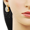 Arete Dormilona 02.283.0153 Oro Laminado, Diseño de Gota, con Blanca Zirconia Cubica, Pulido, Tono Dorado