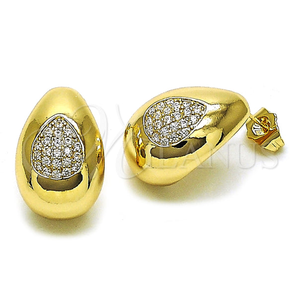 Arete Dormilona 02.283.0153 Oro Laminado, Diseño de Gota, con Blanca Zirconia Cubica, Pulido, Tono Dorado