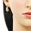 Arete Dormilona 02.283.0154 Oro Laminado, Diseño de Gota, con Blanca Zirconia Cubica, Pulido, Tono Dorado