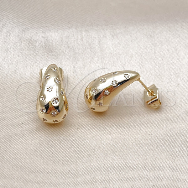 Arete Dormilona 02.283.0154 Oro Laminado, Diseño de Gota, con Blanca Zirconia Cubica, Pulido, Tono Dorado