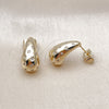 Arete Dormilona 02.283.0154 Oro Laminado, Diseño de Gota, con Blanca Zirconia Cubica, Pulido, Tono Dorado